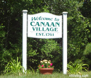 Canaan village sign, Canaan New Hampshire, Dartmouth Lake Sunapee region NH
