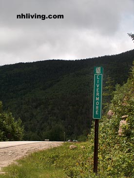 Livermore sign marker, New Hampshire White Mountains region