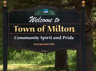 town sign, Milton New Hampshire Lakes region