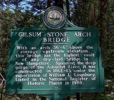 Stone Arch Bridge Sign, Gilsum New Hampshire Monadnock region