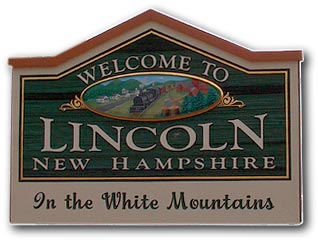 Town sign, Lincoln New Hampshire White Mountain region