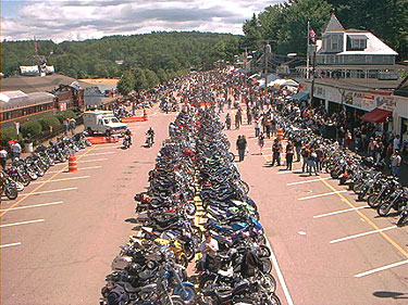 Bike Parade of Motorcydles Weirs Beach Laconia NH 